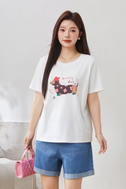 Puppy Print Design Sense Niche T-Shirt EXZ5153
