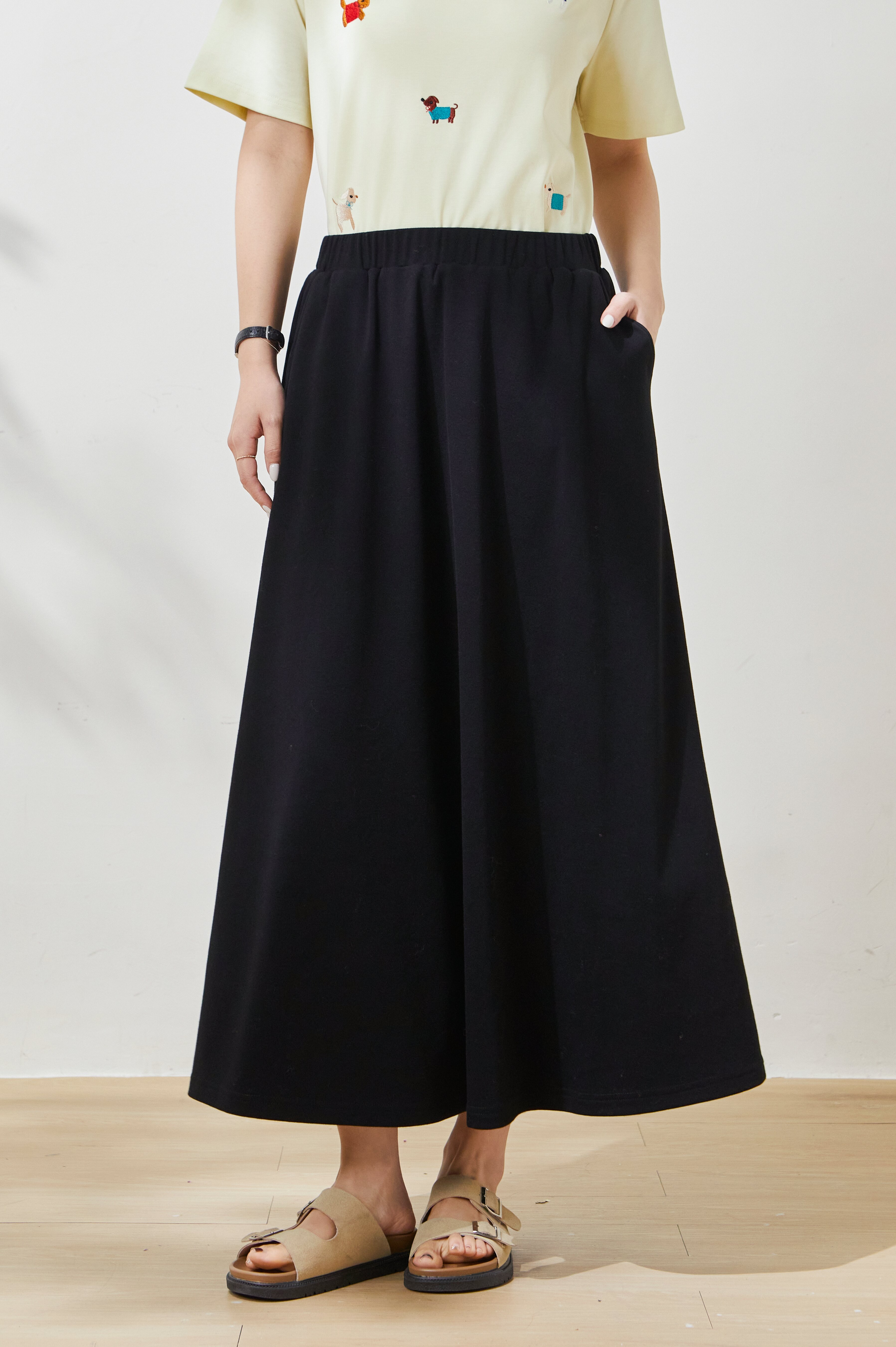 High-waisted slimming versatile long skirt FXBQ7093