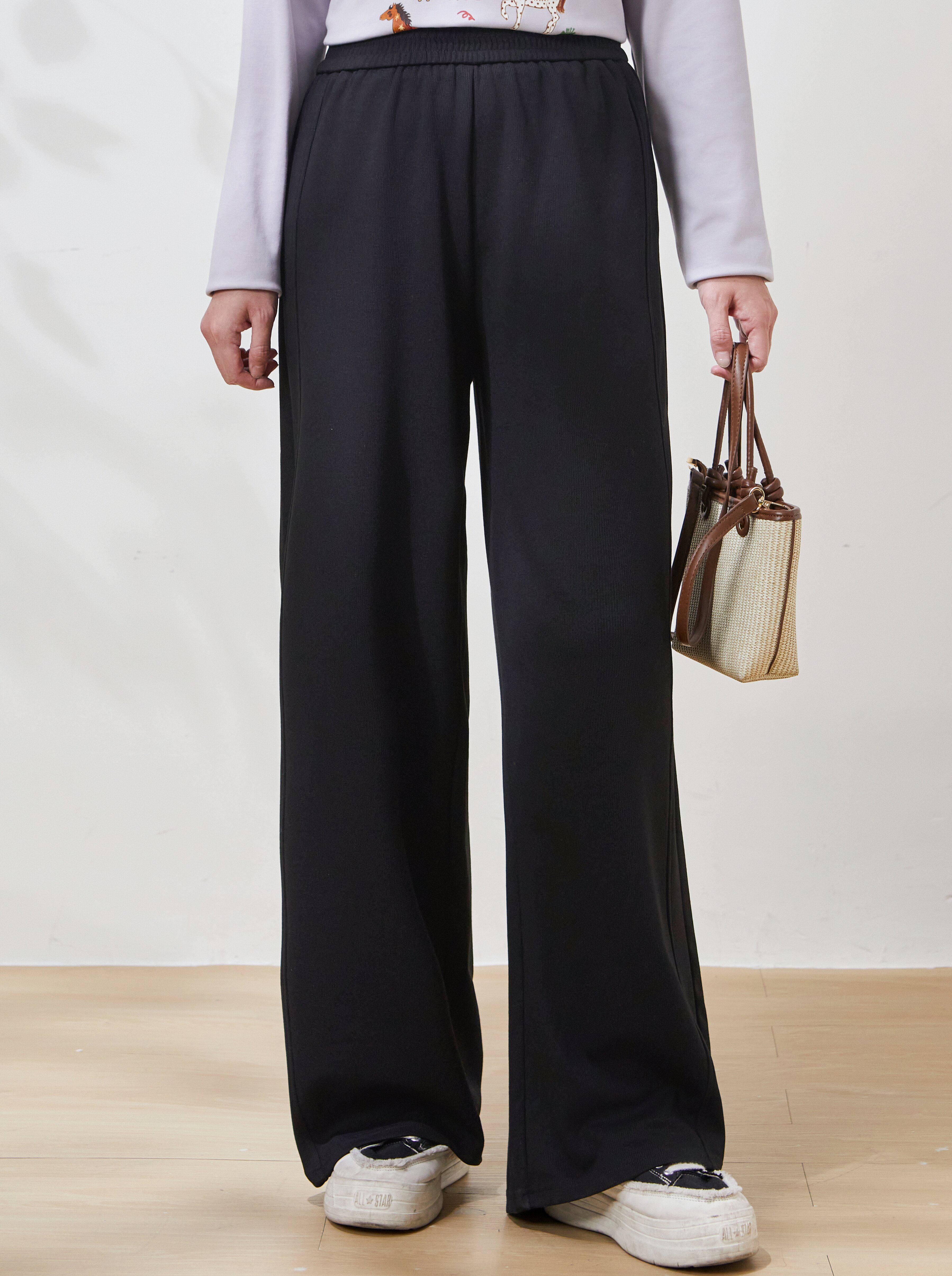 High-waisted elastic waist straight casual pants FCK6867