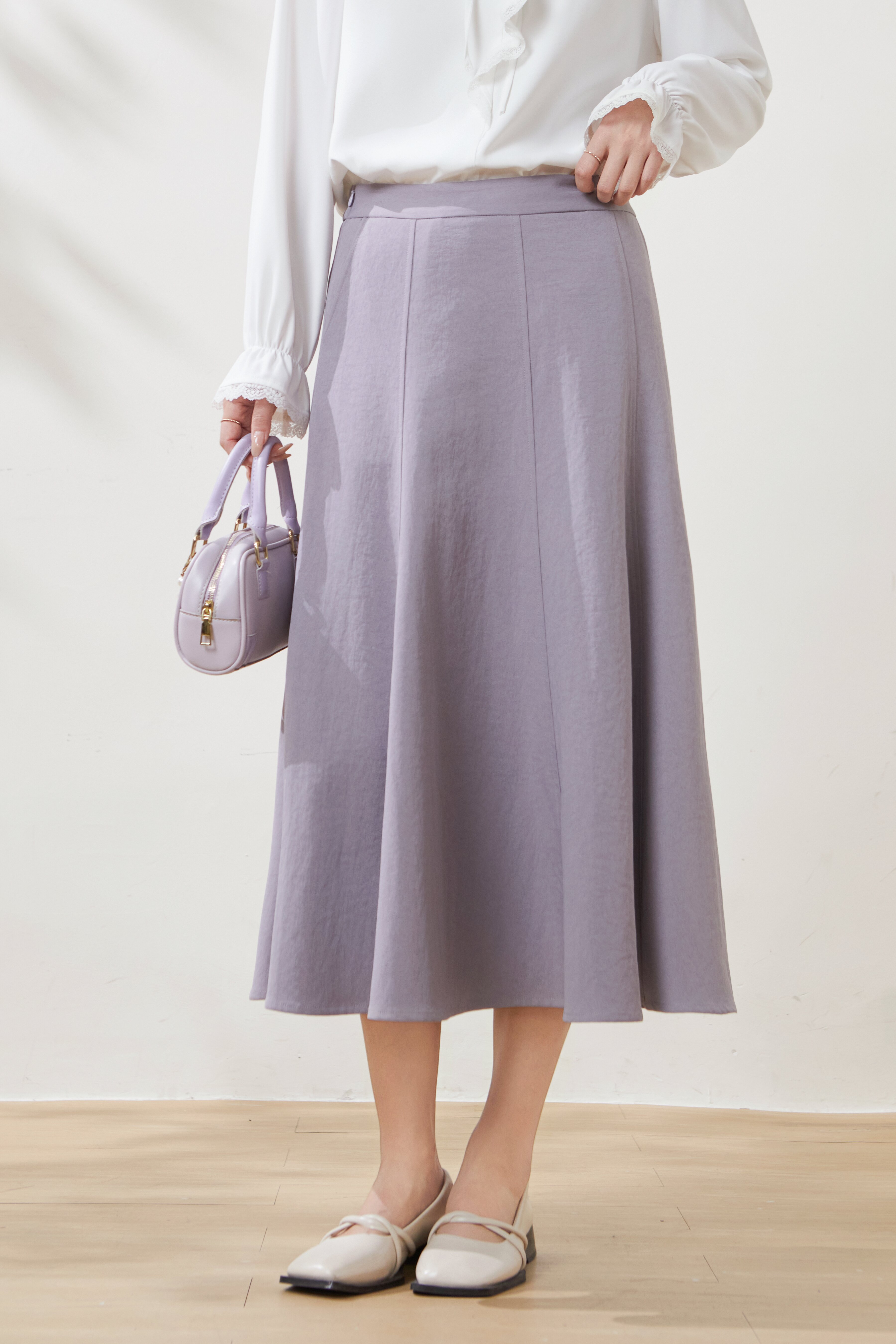 High-waisted eight-panel umbrella skirt FCBQ6969