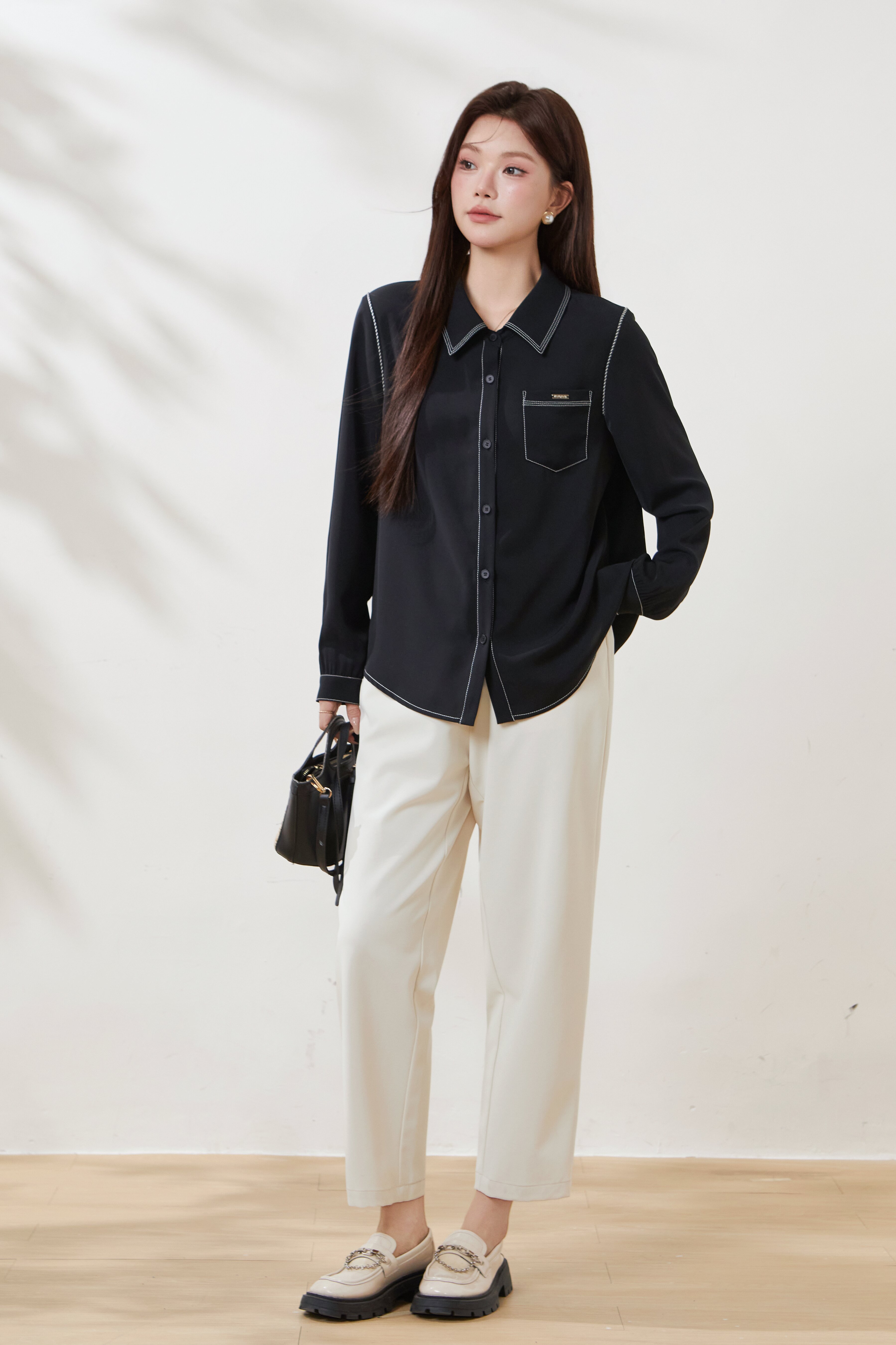 Two-tone contrast stitching high-end casual shirt FCA6980