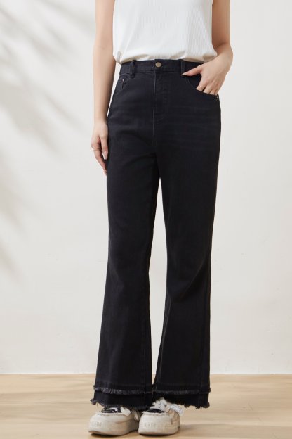 High-waisted flared jeans with frayed hem FCK6960