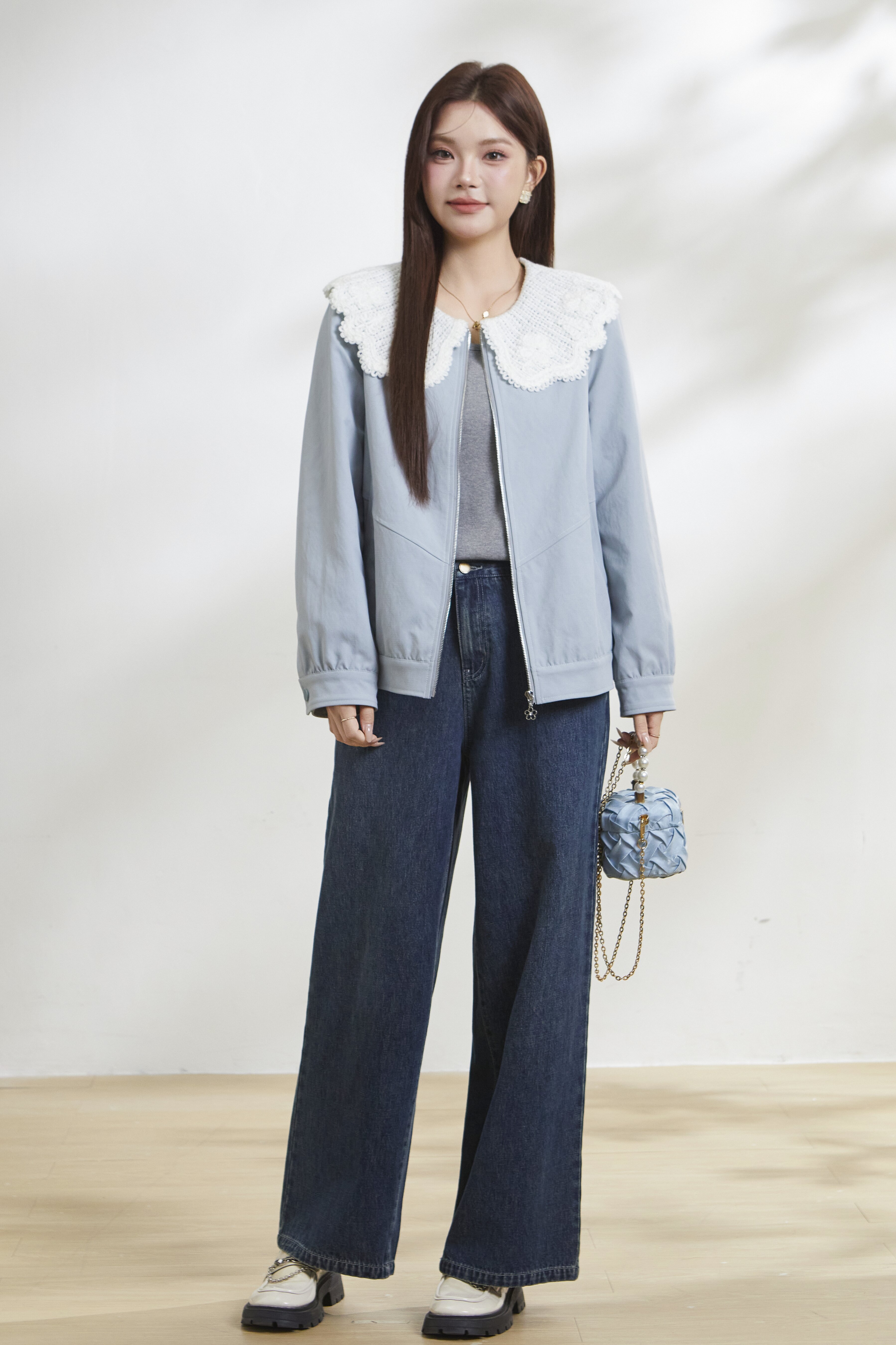 Lace doll collar loose slimming jacket FCW6879