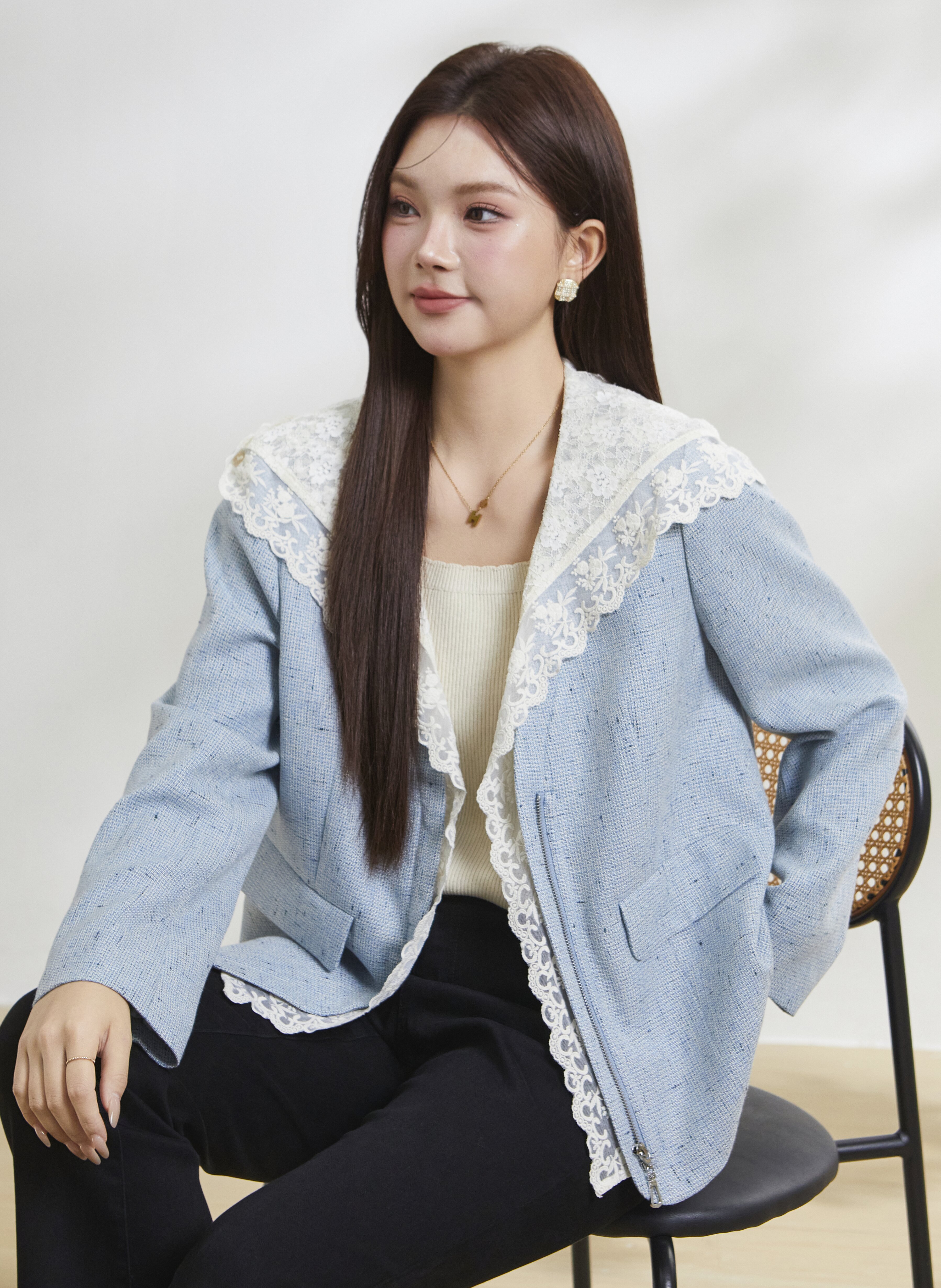 Lace Patchwork Hooded Chanel-style Jacket FCW6880