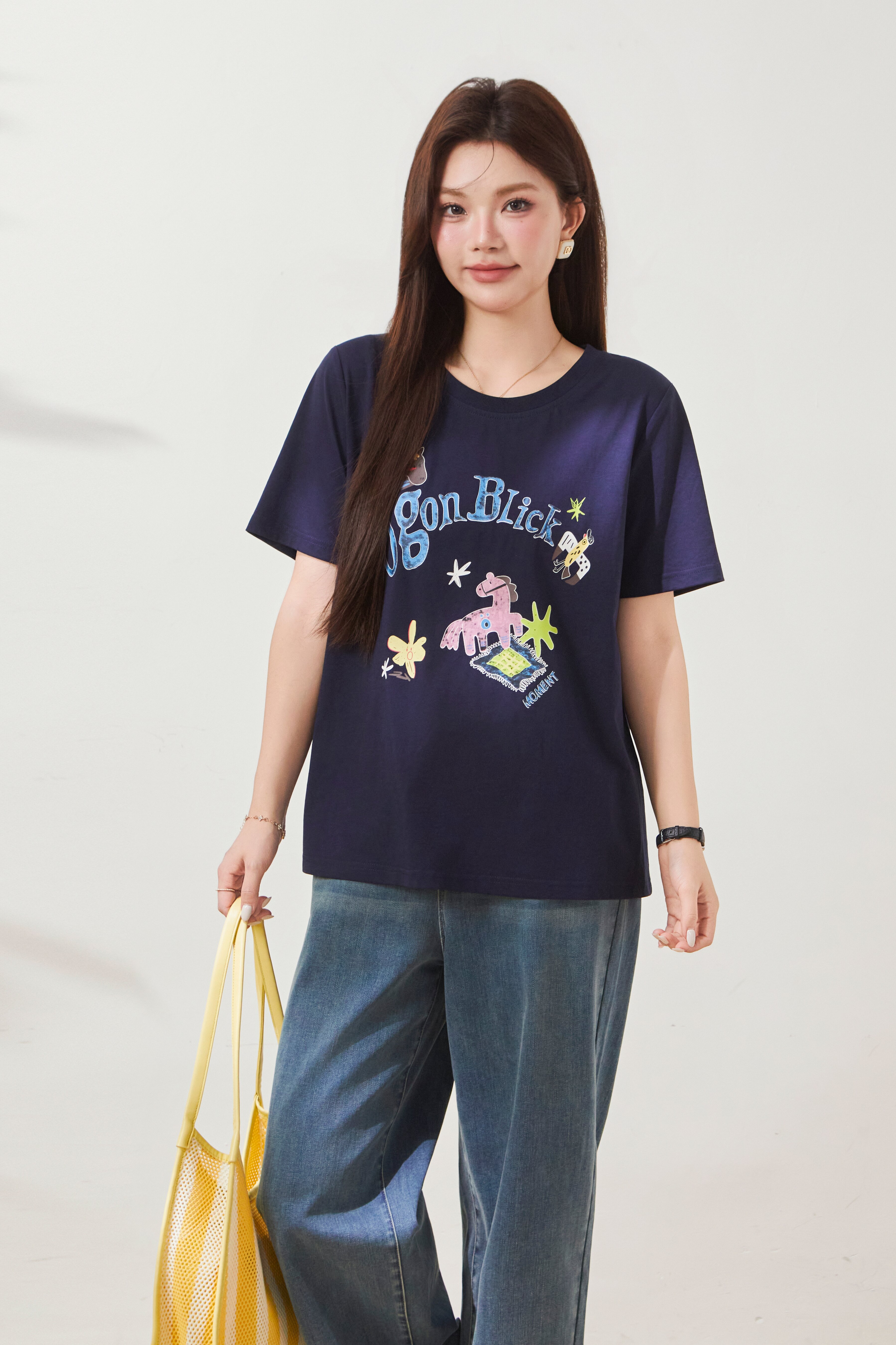 Oil painting graffiti design trendy T-shirt FXZ8051