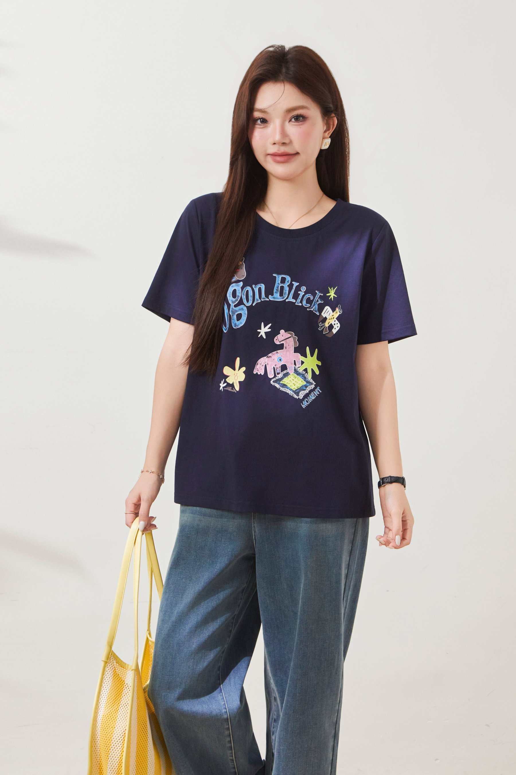 Oil painting graffiti design trendy T-shirt FXZ8051