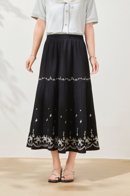 High waisted printed cake A-line skirt FXBQ8057