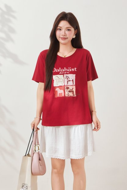 Trojan printed round neck T-shirt FXZ8035