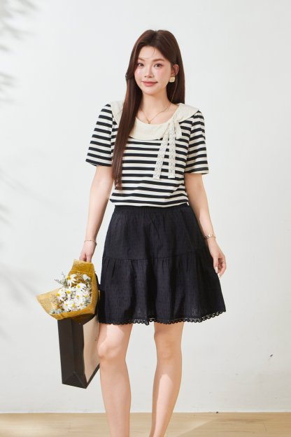 Baby collar lace bow T-shirt FXZ8066