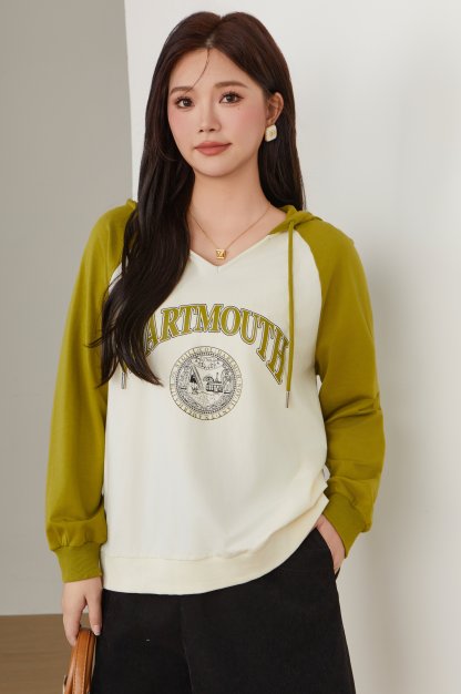 Color Block Raglan Letter Print Sweatshirt ECZ1235N