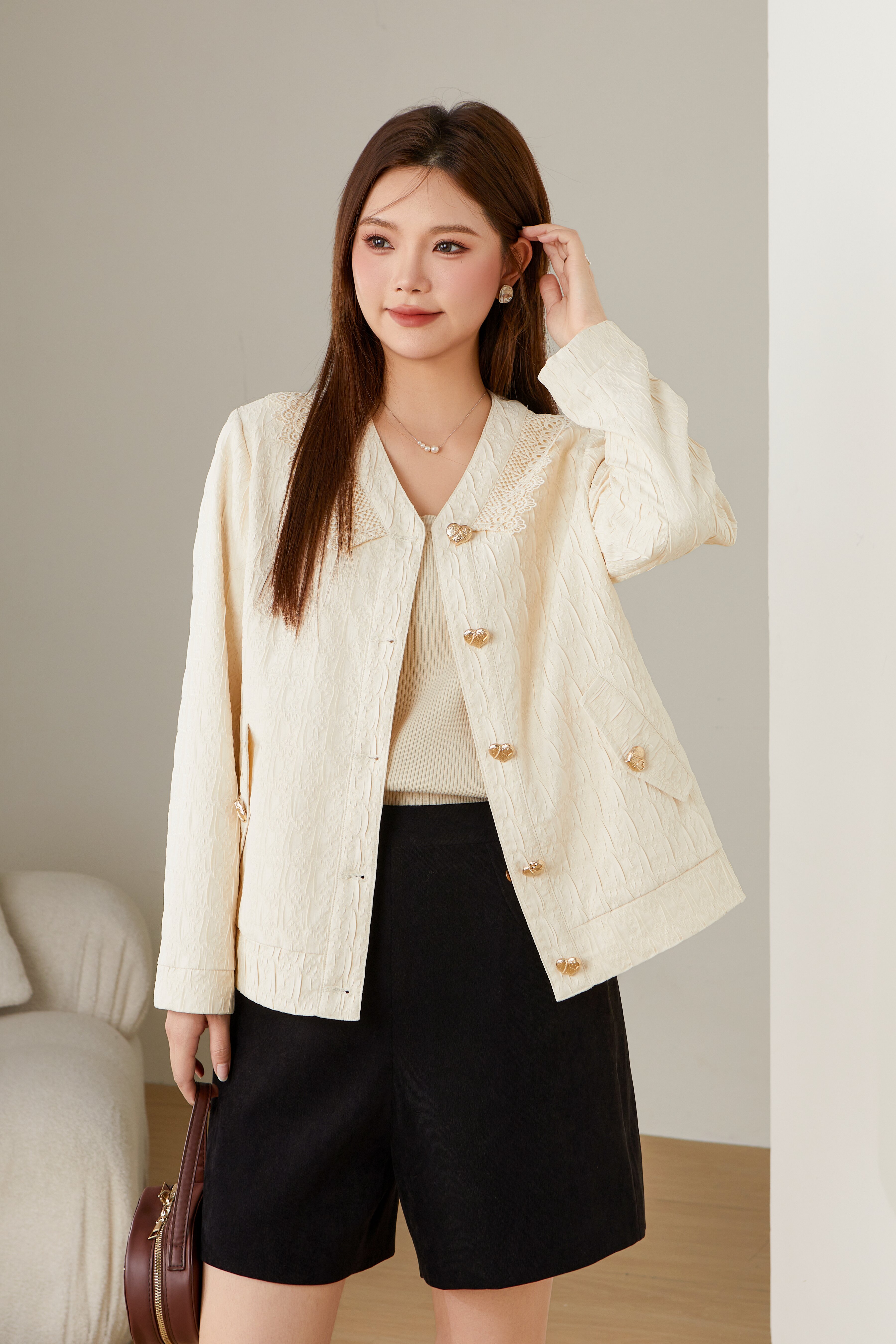 Lace V-neck Thin Jacket ECW2387