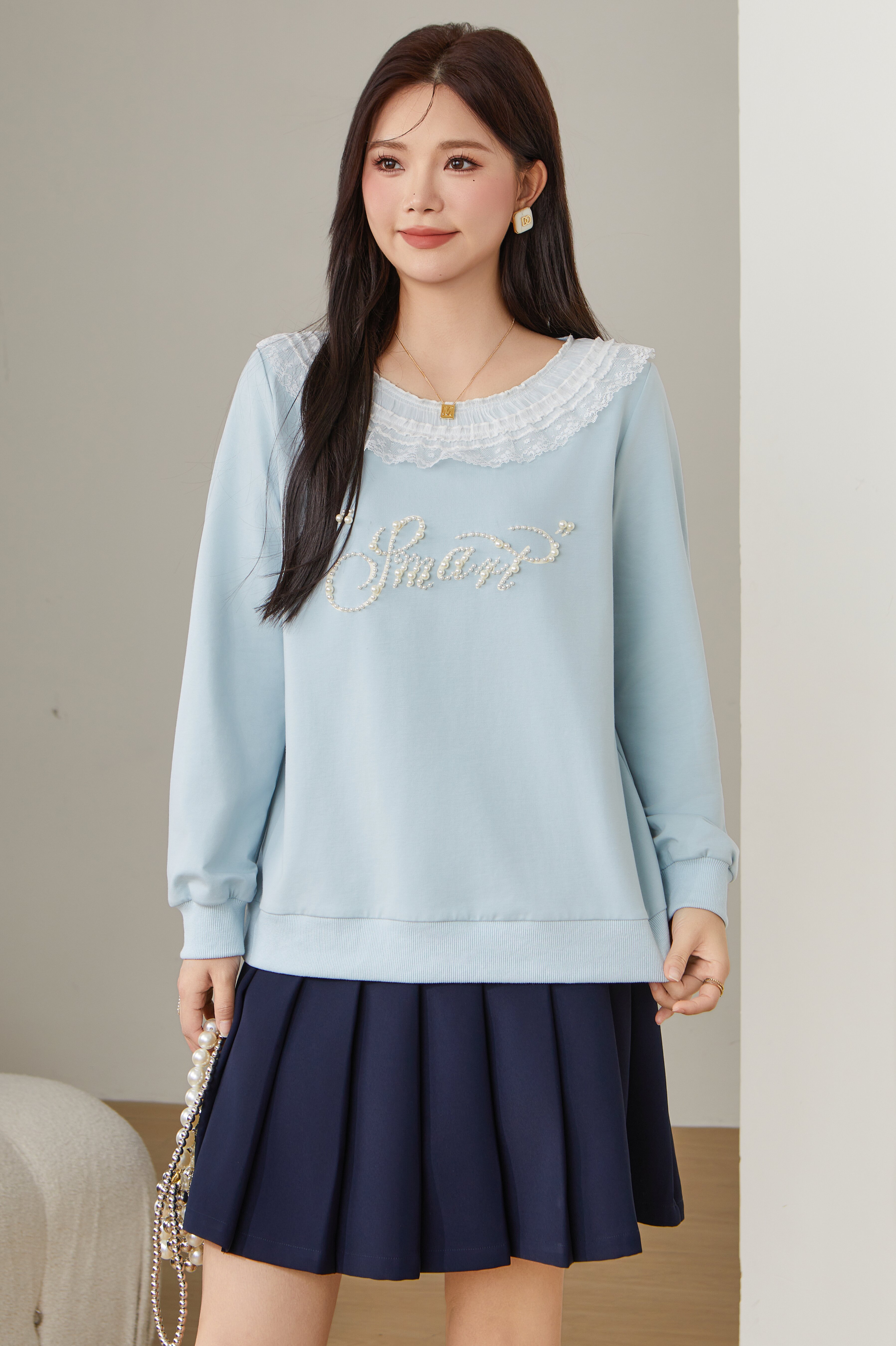 Printed Patchwork Lace T-Shirt Top ECZ2558