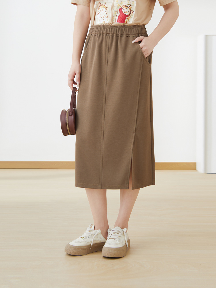 Slit Elastic Casual Midi Skirt DXBQ1680