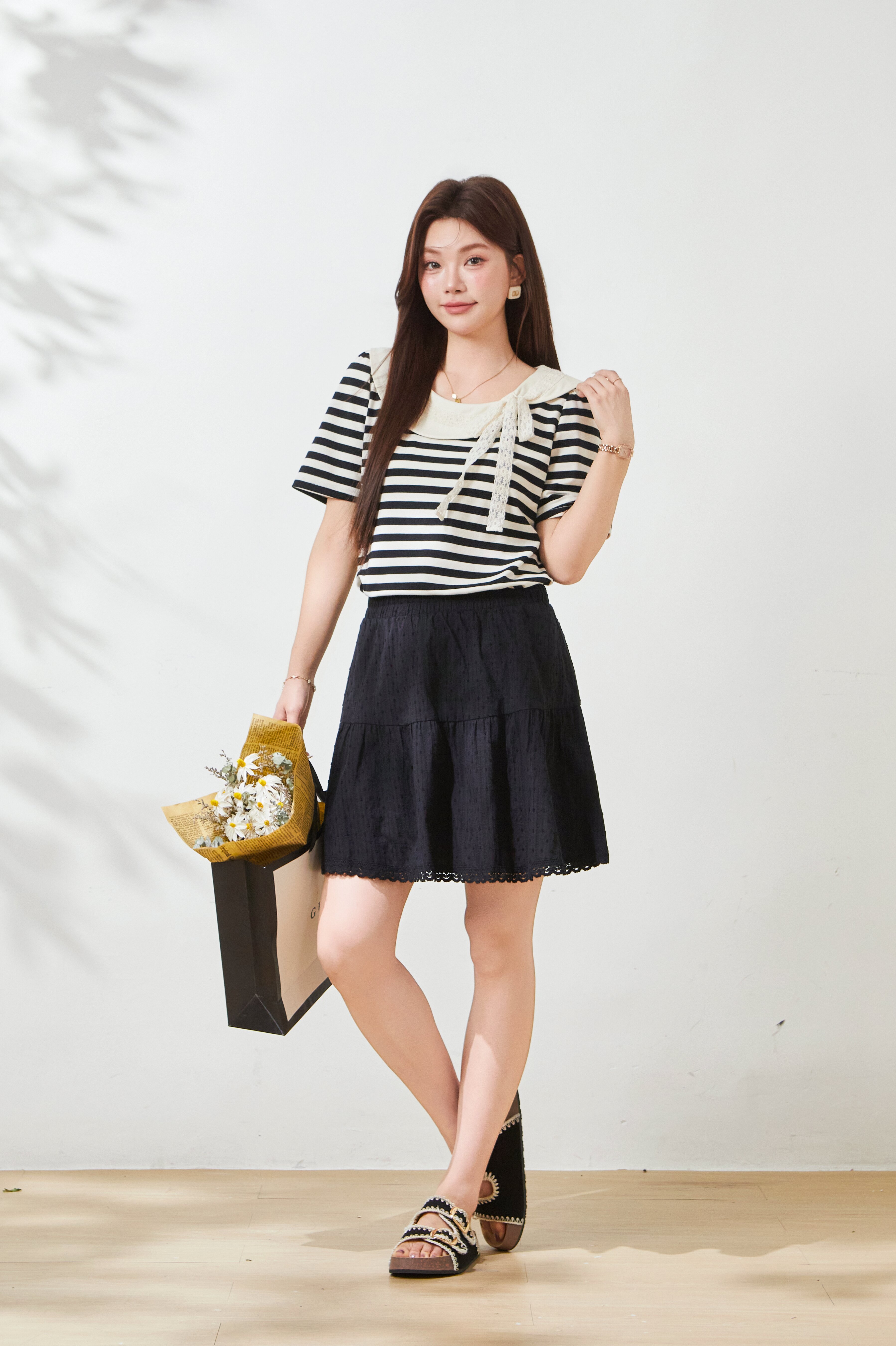 Baby collar lace bow T-shirt FXZ8066