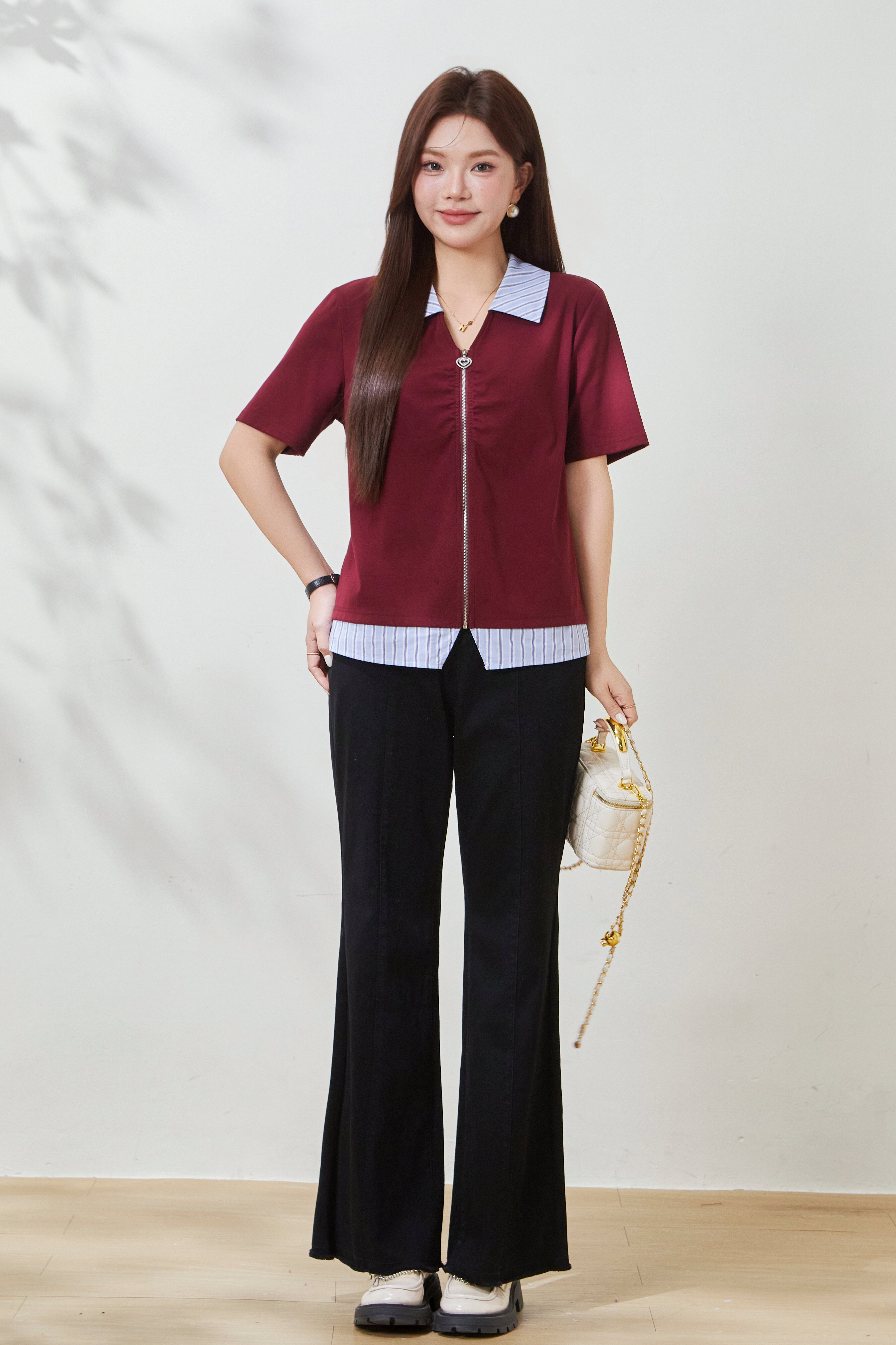 Split hem raw edge flared jeans FXK8003