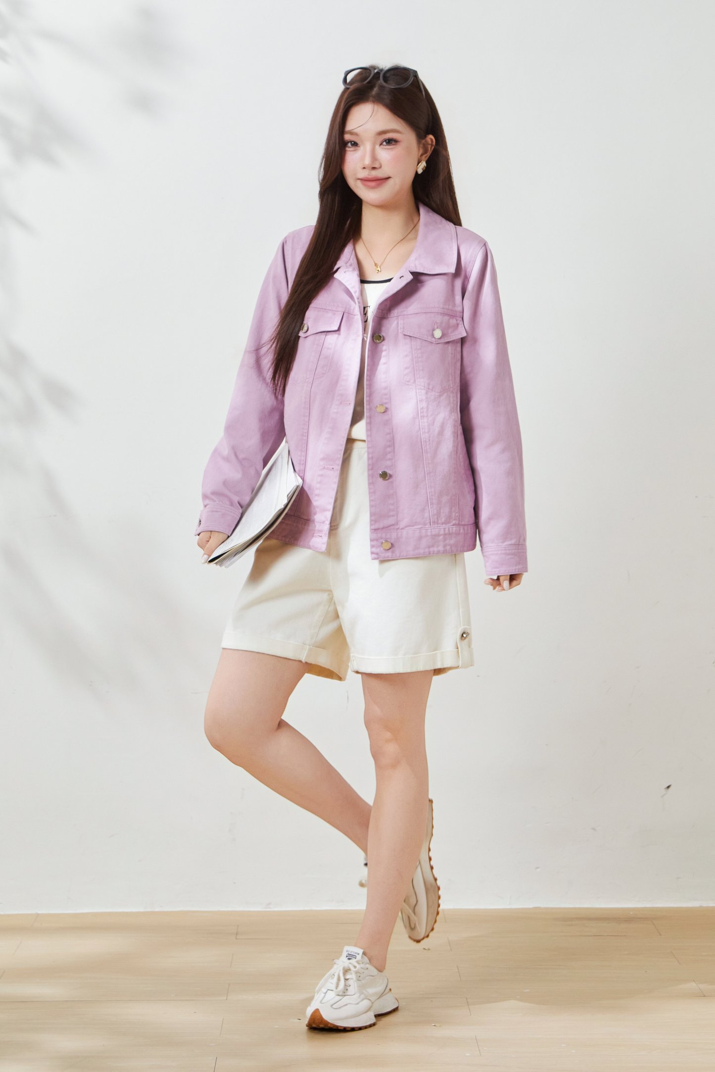 Back Embroidered Washed Denim Jacket FCW7059