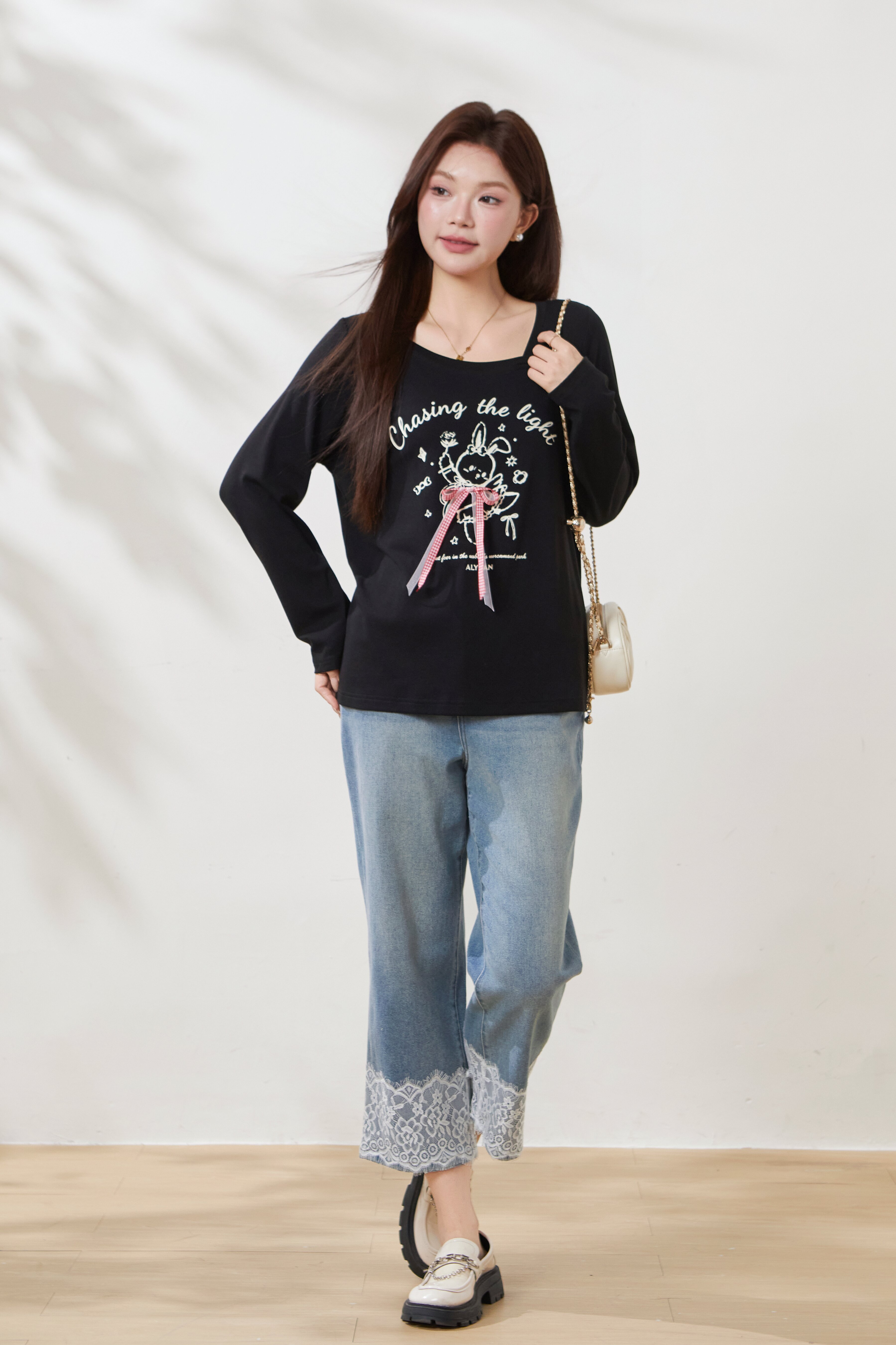 Off-shoulder design casual T-shirt FCZ6938