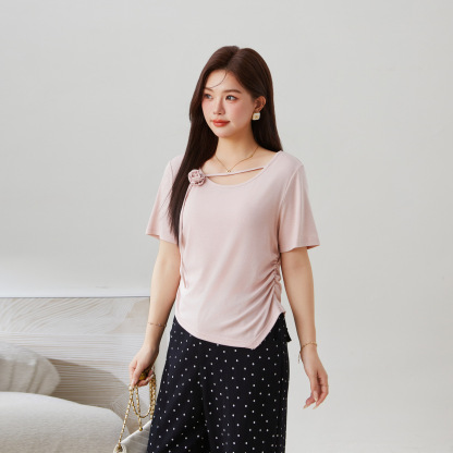 Rose Decorated Waist Slimming Top EXZ5287