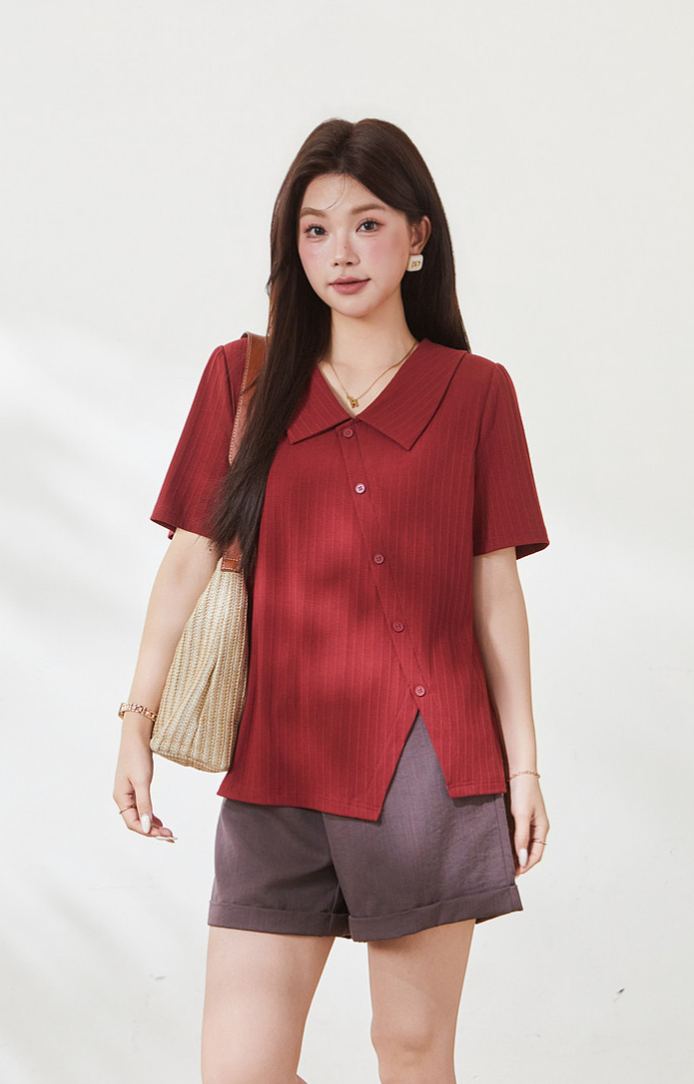 Slimming T-shirt for curvy women, summer new arrival, crew neck short sleeve.