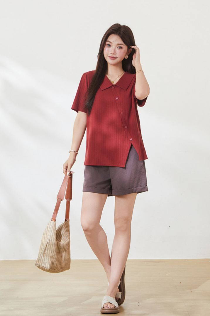 Slimming T-shirt for curvy women, summer new arrival, crew neck short sleeve.