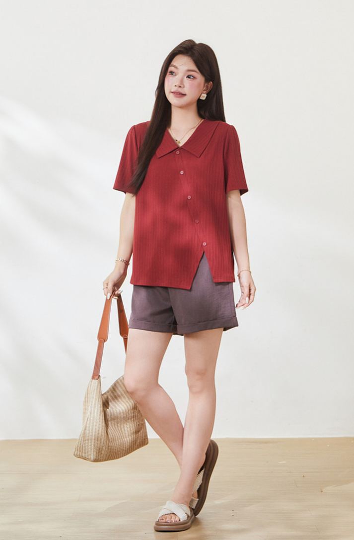 Slimming T-shirt for curvy women, summer new arrival, crew neck short sleeve.