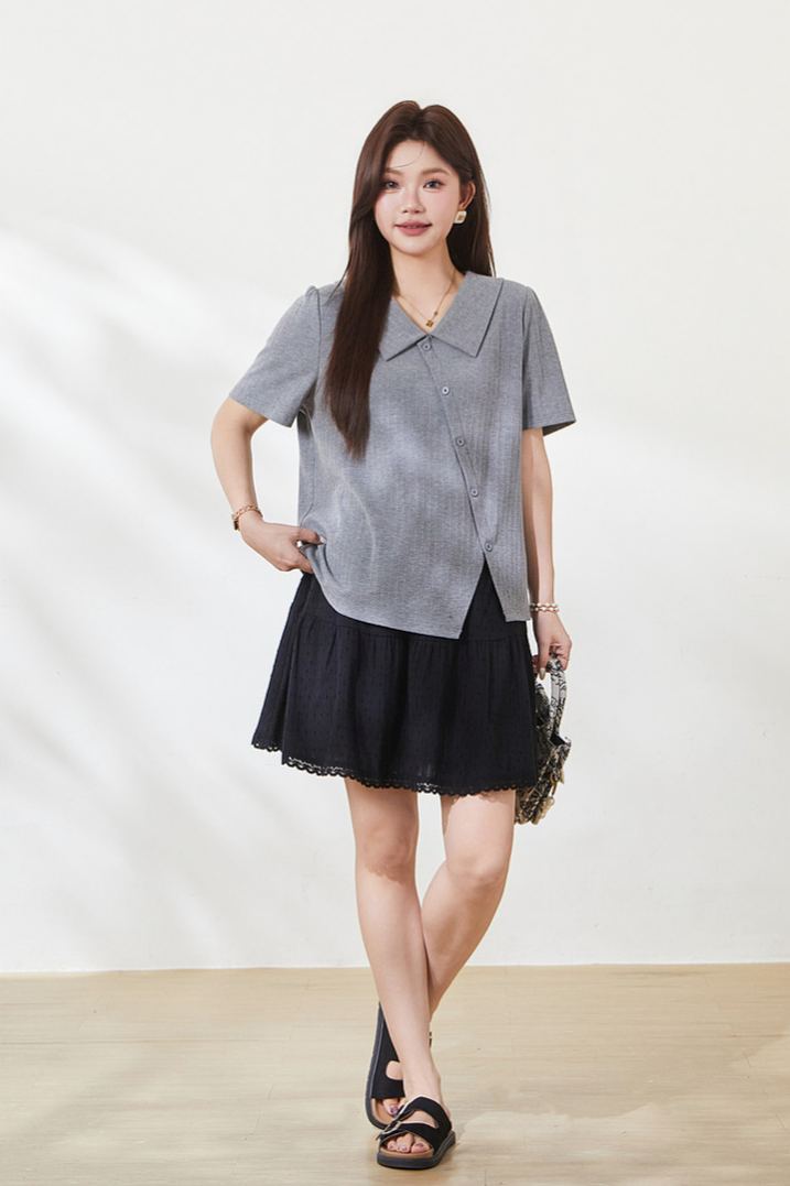 Slimming T-shirt for curvy women, summer new arrival, crew neck short sleeve.
