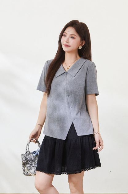 Slimming T-shirt for curvy women, summer new arrival, crew neck short sleeve.