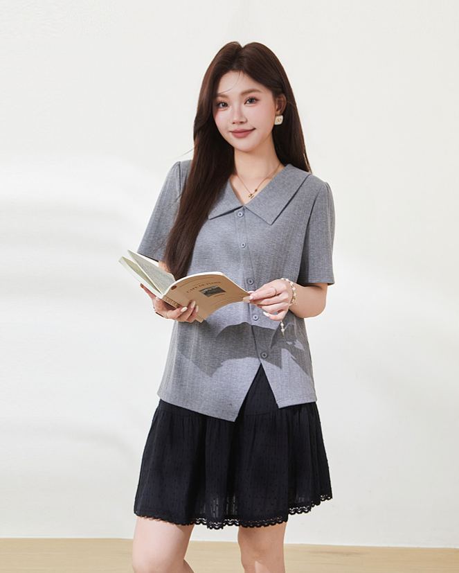 Slimming T-shirt for curvy women, summer new arrival, crew neck short sleeve.