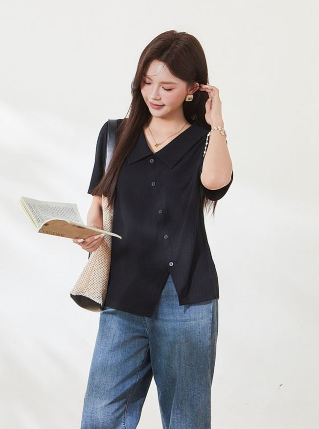 Slimming T-shirt for curvy women, summer new arrival, crew neck short sleeve.
