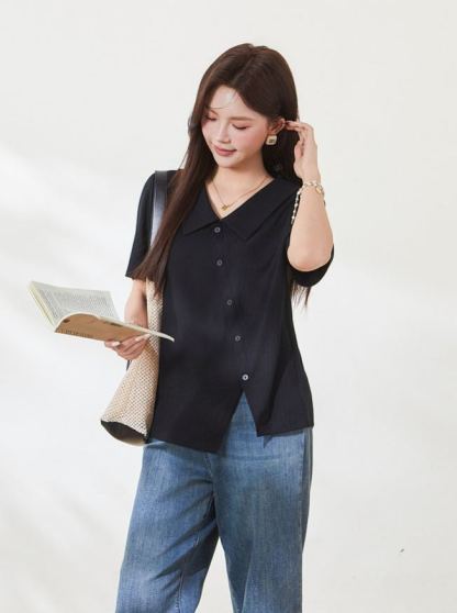 Slimming T-shirt for curvy women, summer new arrival, crew neck short sleeve.