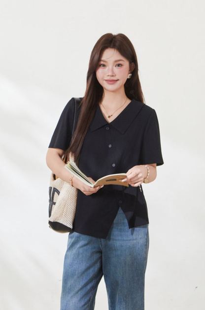 Slimming T-shirt for curvy women, summer new arrival, crew neck short sleeve.