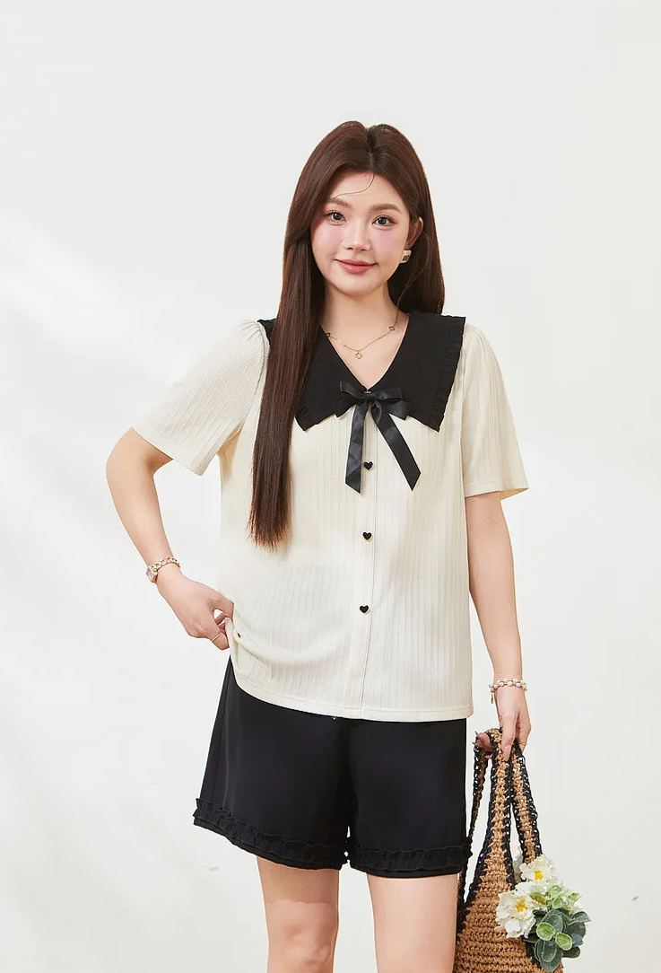 Slimming T-shirt for curvy women, summer new arrival, crew neck short sleeve.