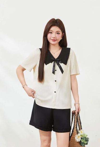 Slimming T-shirt for curvy women, summer new arrival, crew neck short sleeve.