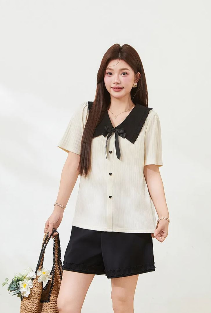 Slimming T-shirt for curvy women, summer new arrival, crew neck short sleeve.