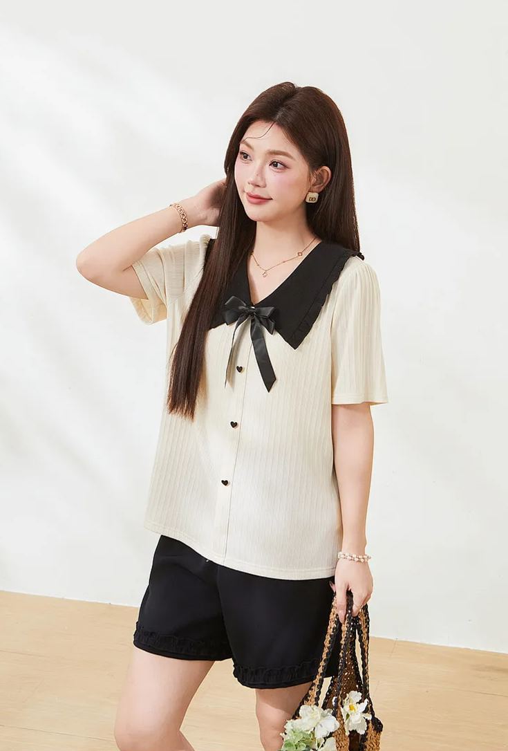 Slimming T-shirt for curvy women, summer new arrival, crew neck short sleeve.