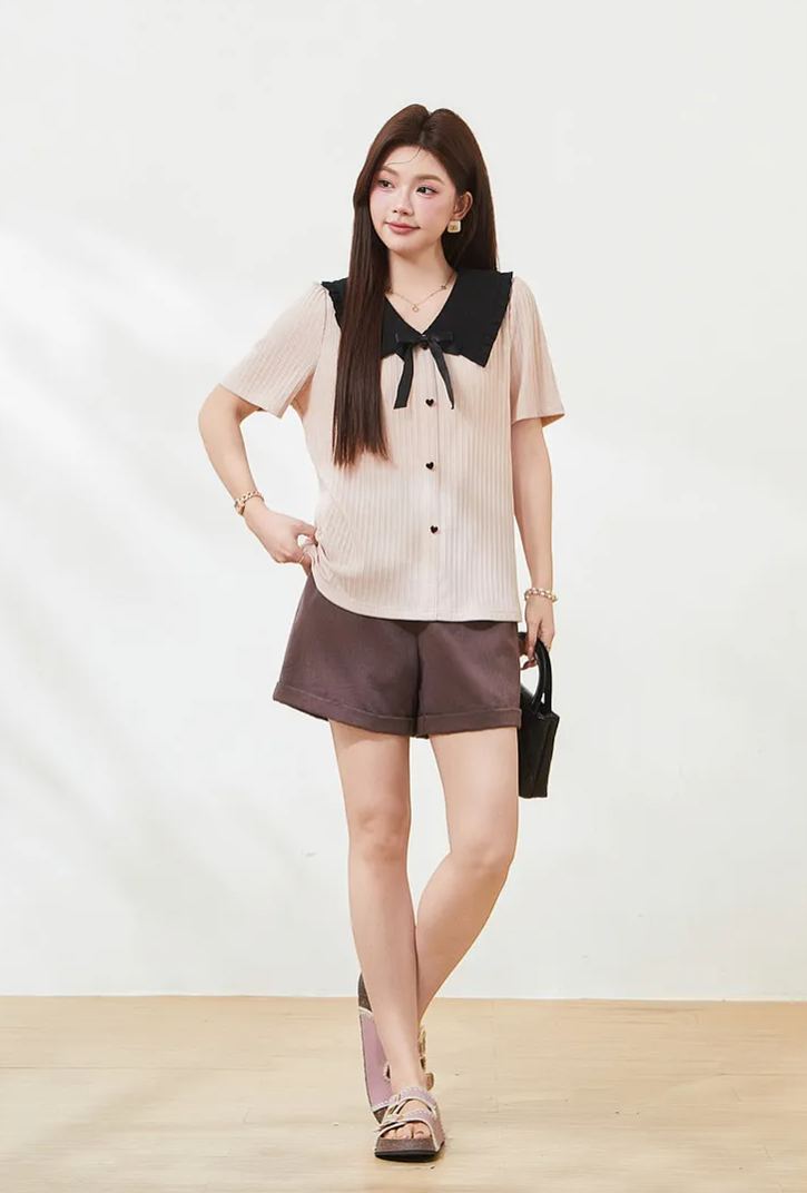 Slimming T-shirt for curvy women, summer new arrival, crew neck short sleeve.