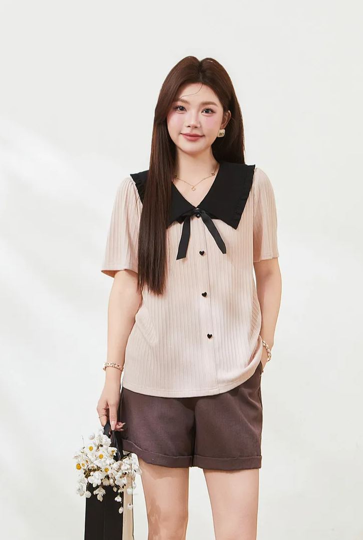 Slimming T-shirt for curvy women, summer new arrival, crew neck short sleeve.