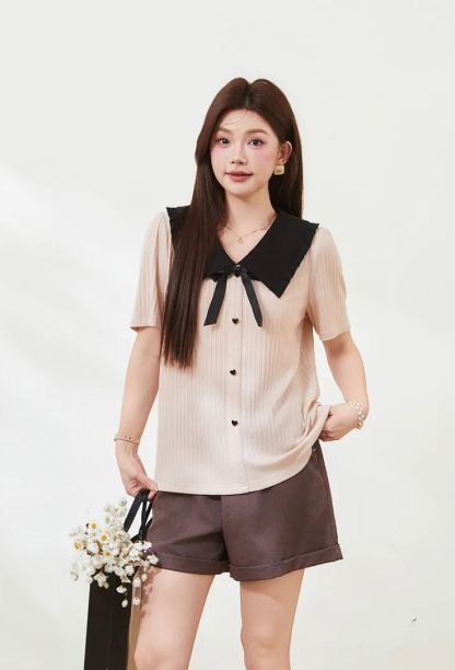 Slimming T-shirt for curvy women, summer new arrival, crew neck short sleeve.