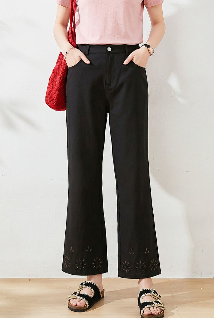 2026 Summer Plus Size High Waist Slimming Cropped Flare Pants FXK7316