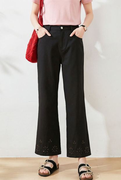 2026 Summer Plus Size High Waist Slimming Cropped Flare Pants FXK7316