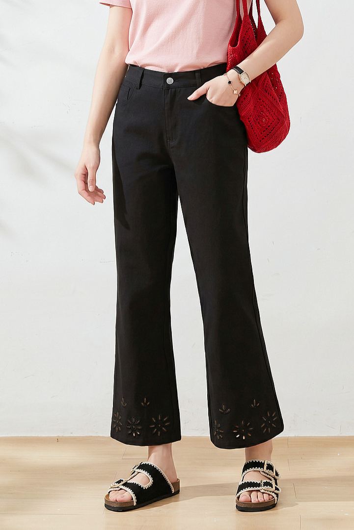 2026 Summer Plus Size High Waist Slimming Cropped Flare Pants FXK7316