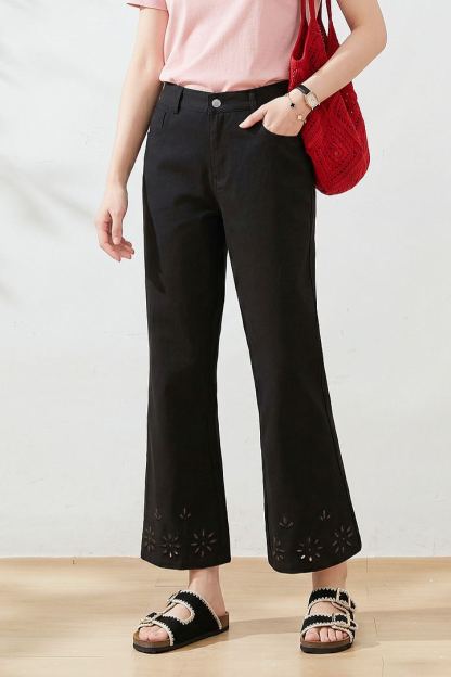 2026 Summer Plus Size High Waist Slimming Cropped Flare Pants FXK7316