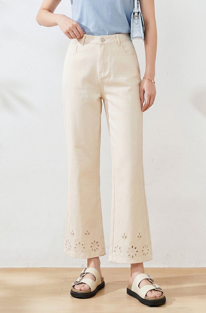 2026 Summer Plus Size High Waist Slimming Cropped Flare Pants FXK7316