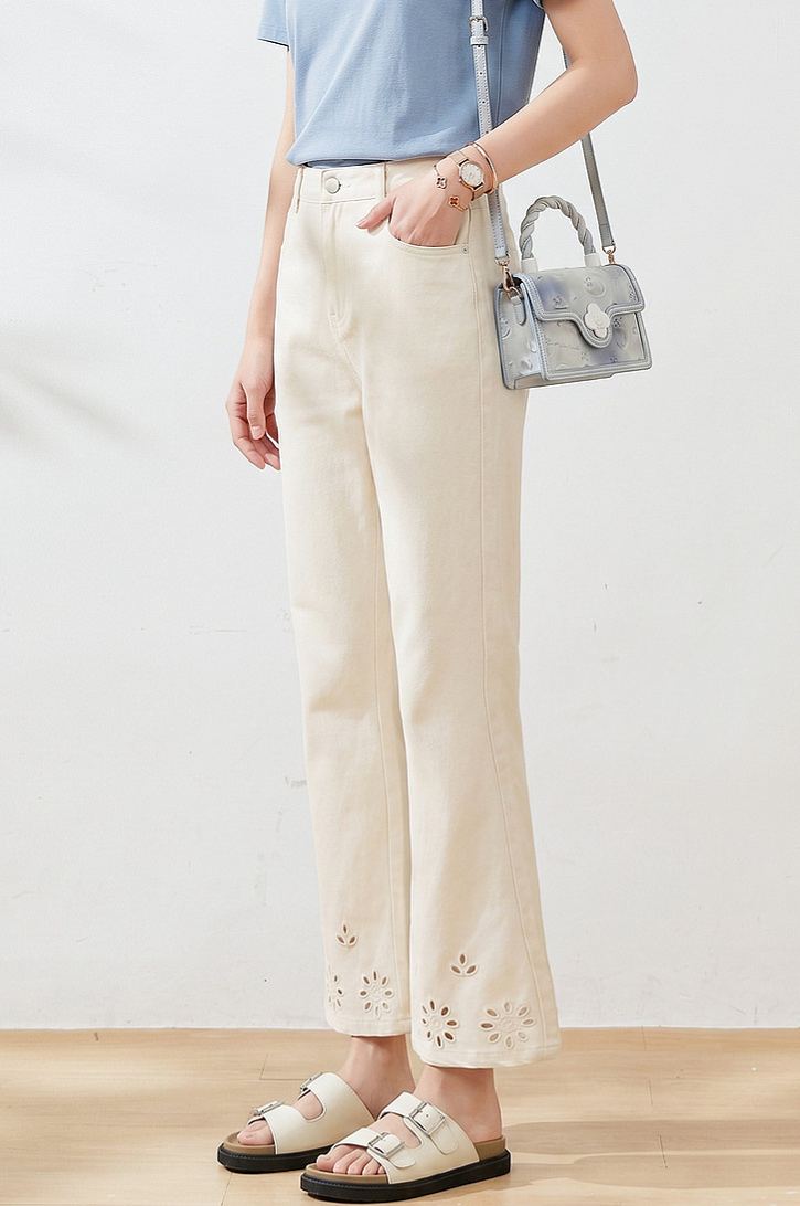 2026 Summer Plus Size High Waist Slimming Cropped Flare Pants FXK7316