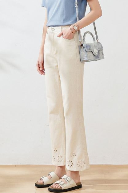2026 Summer Plus Size High Waist Slimming Cropped Flare Pants FXK7316