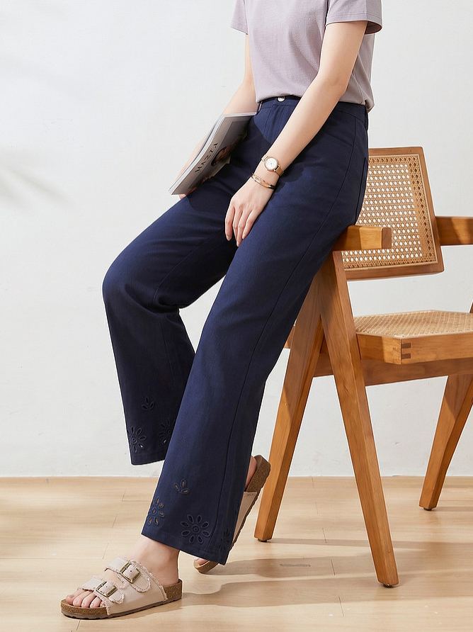 2026 Summer Plus Size High Waist Slimming Cropped Flare Pants FXK7316