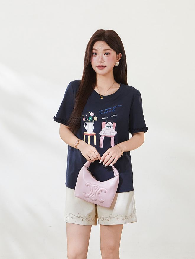 Summer New Plus Size Colorful Cartoon Printed Tee FXZ7107
