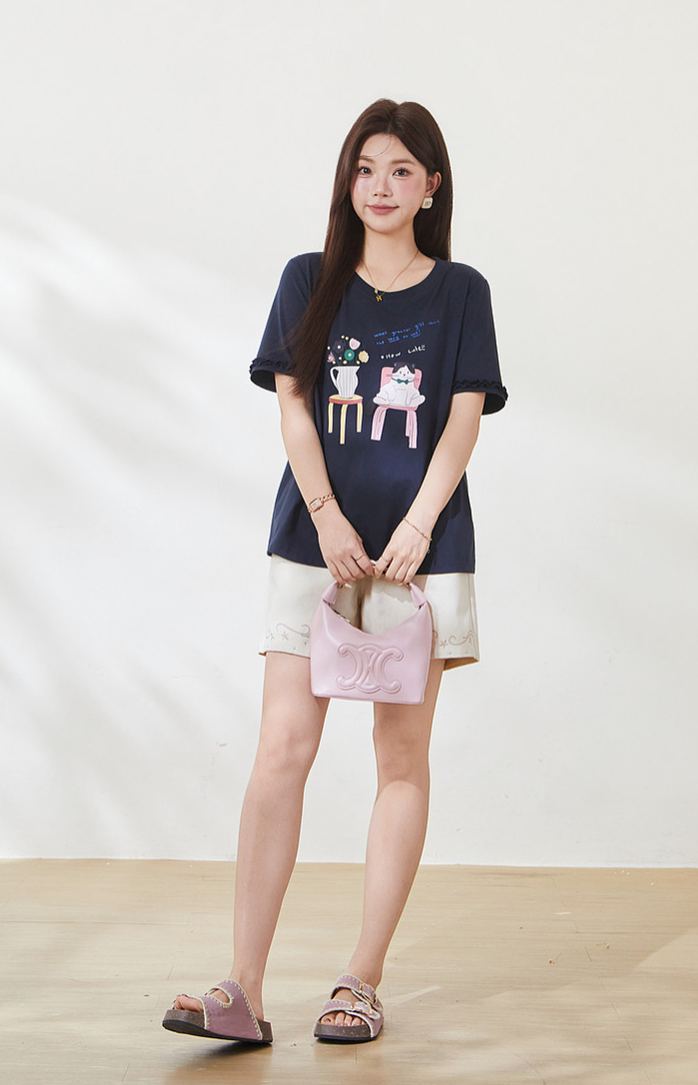 Summer New Plus Size Colorful Cartoon Printed Tee FXZ7107