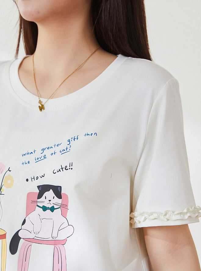 Summer New Plus Size Colorful Cartoon Printed Tee FXZ7107