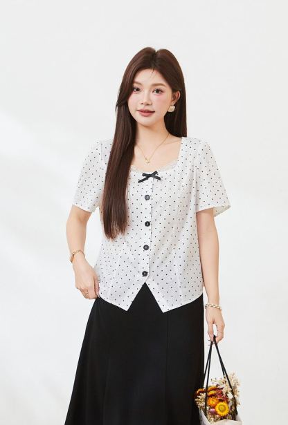 Plus Size Square Neck Blouse Shirt for Curvy Women FXA7201